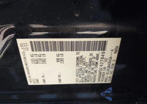 2016 Nissan Maxima 3.5 S из США, поврежденный, VIN 1N4AA6AP5GC427849